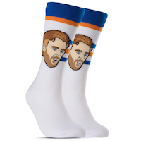 Major League Socks NHL Edmonton Oilers Connor McDavid "Sockey" Crew Socks, White, One Size Front_Angled_Right