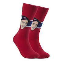 Major League Socks NHL Montreal Canadiens Lane Hutson "Sockey" Crew Socks, One Size Front_Angled_Right
