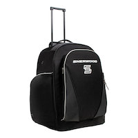 Sherwood Backpack Hockey Bag, Wheeled, Youth/Junior, Black, 25-in Front_Three_Fourths_Angled_Right