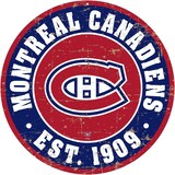 NHL Montreal Canadiens Round Distressed Hockey Team Sign, 12-in Front_Flat