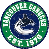 NHL Vancouver Canucks Round Distressed Hockey Team Sign, 12-in Front_Flat