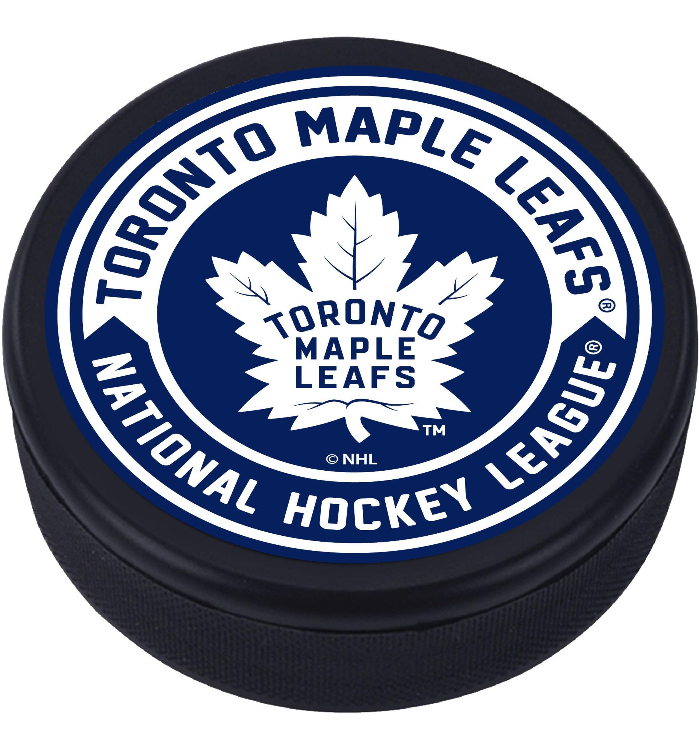 NHL Toronto Maple Leafs Embedded Hockey Logo Puck Front_Elevated