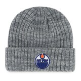 Tuque en tricot à rebord préférée des amateurs des Oilers d'Edmonton de la LNH, gris givré, adulte Front_Flat