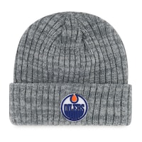 Tuque en tricot à rebord préférée des amateurs des Oilers d'Edmonton de la LNH, gris givré, adulte Front_Flat