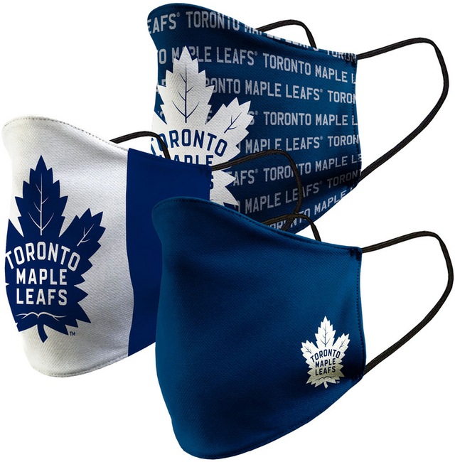 NHL Toronto Maple Leafs Hockey Logo Reusable Cloth Face Masks, 3pk
