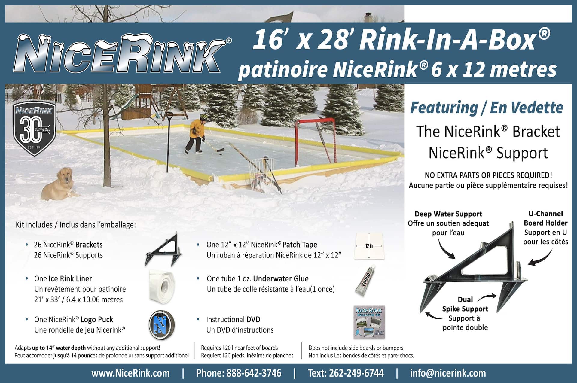 NiceRink Outdoor Ice Rink Kit, 16-ft x 28-ft