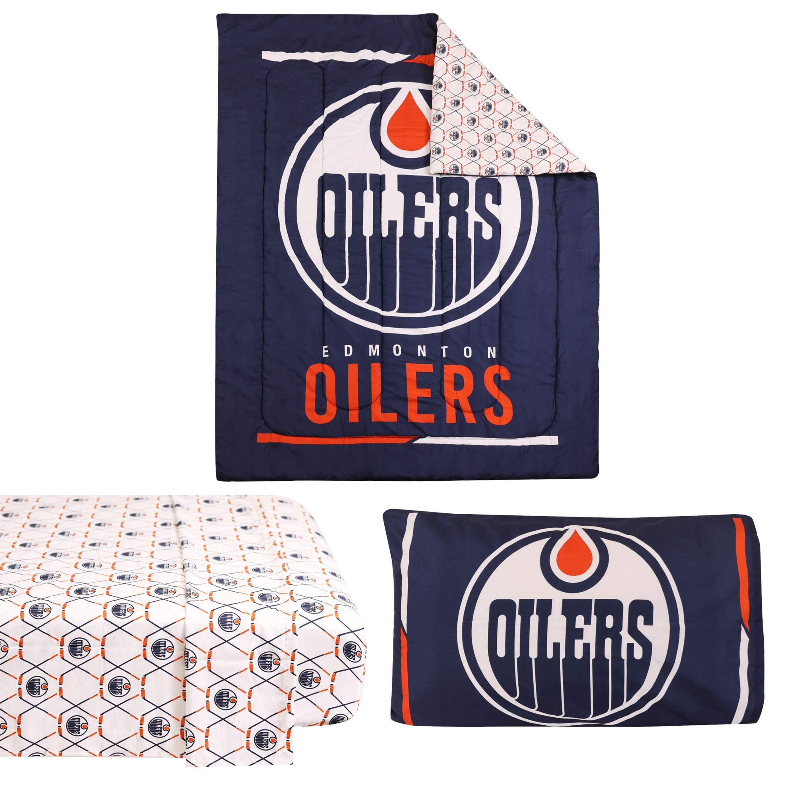 NHL Edmonton Oilers Twin Bedding Set, 4-pc Composite_or_Mixed
