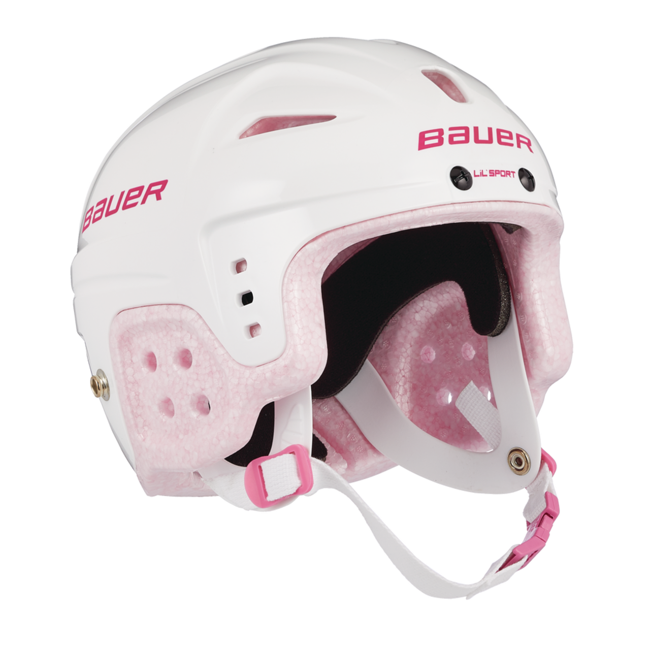 Casque de hockey Bauer Lil' Sport, jeunes, blanc et rose