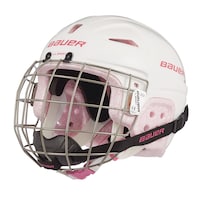 Casque de hockey avec grille Bauer Lil' Sport, jeunes, blanc et rose