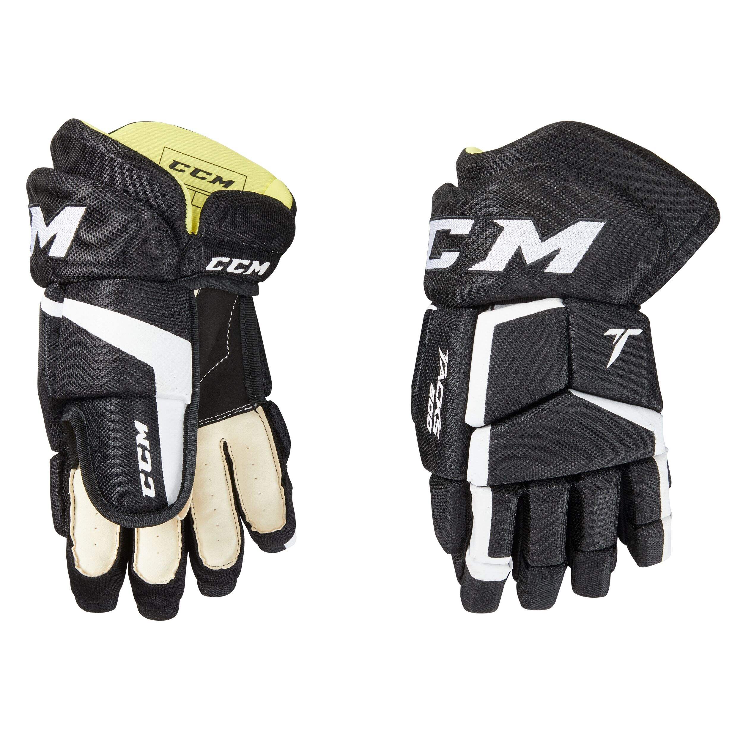 CCM Tacks 204 Senior Hockey Gloves, 14-in, Black & White Composite_or_Mixed