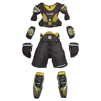 Sherwood Playrite Basic Hockey Protective Kit, Youth, Black/Yellow, Assorted Sizes Front_Flat