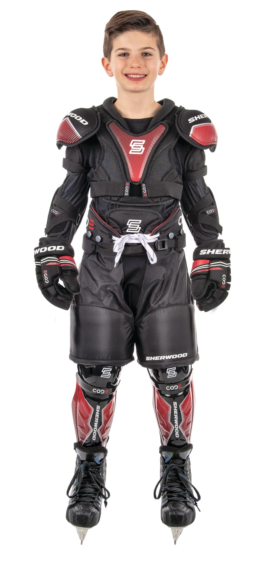 Sherwood CODE Premium Hockey Protective Kit, Youth, Black/Red, Assorted  Sizes