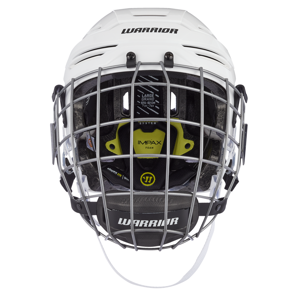 White Pro Adjustable Ice Hockey Helmet & Mask Combo M 
