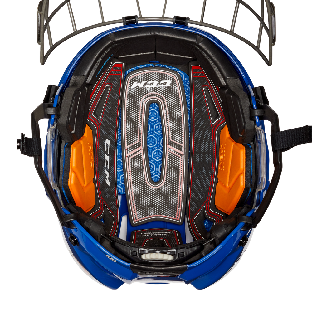 CCM FitLite 90 Senior Hockey Helmet & Cage Combo, Royal Blue Canadian