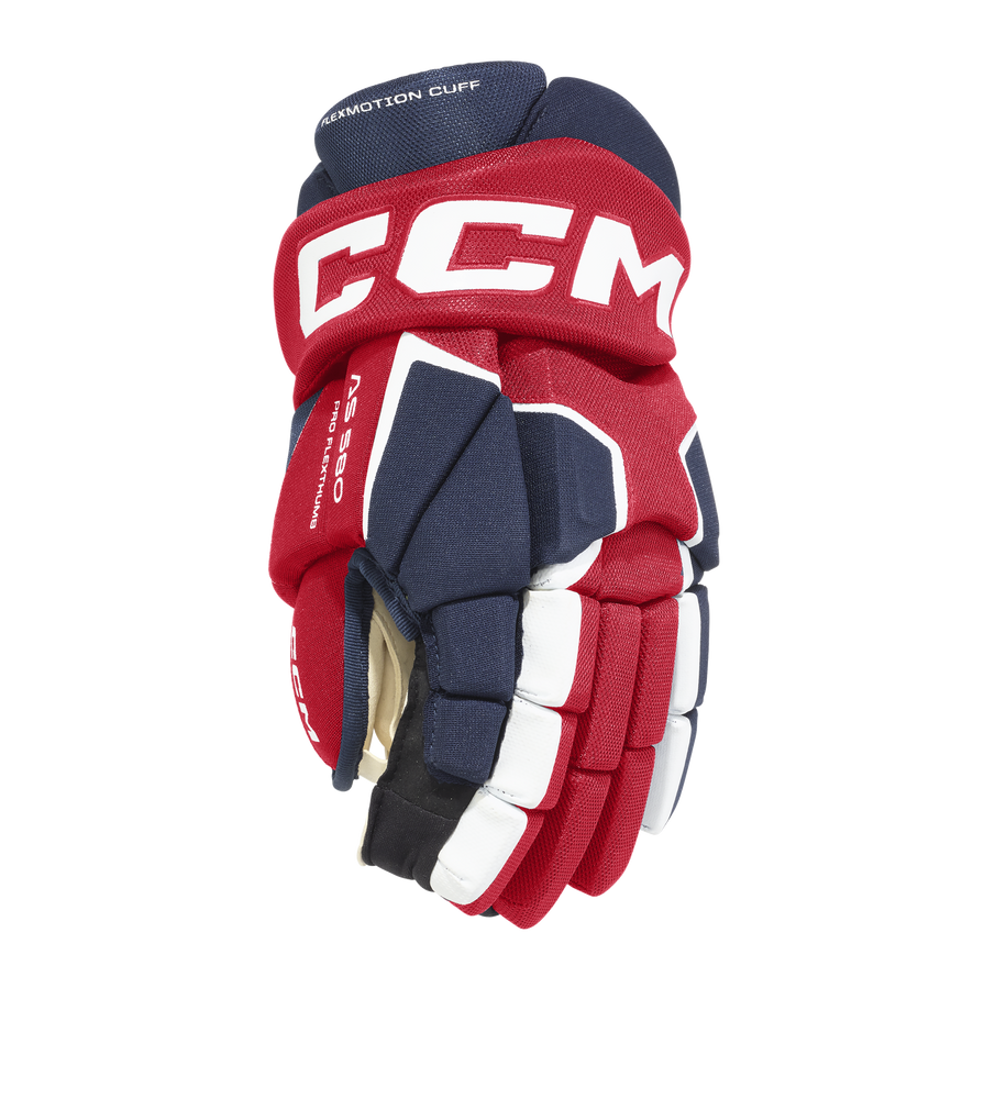 Gants de hockey CCM Tacks 580, junior, marine/rouge/blanc, 12 po