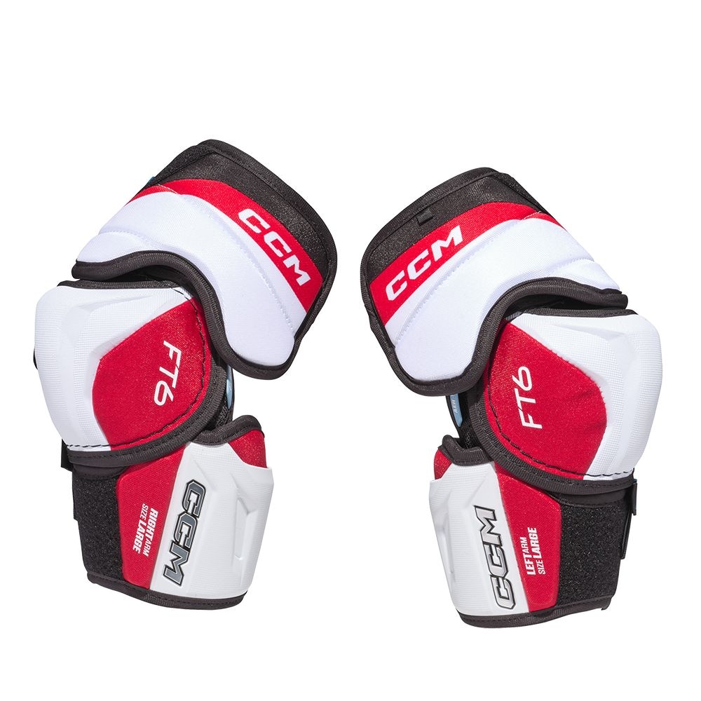 CCM Jetspeed FT6 Hockey Elbow Pads, Junior, Black/White/Red, Assorted