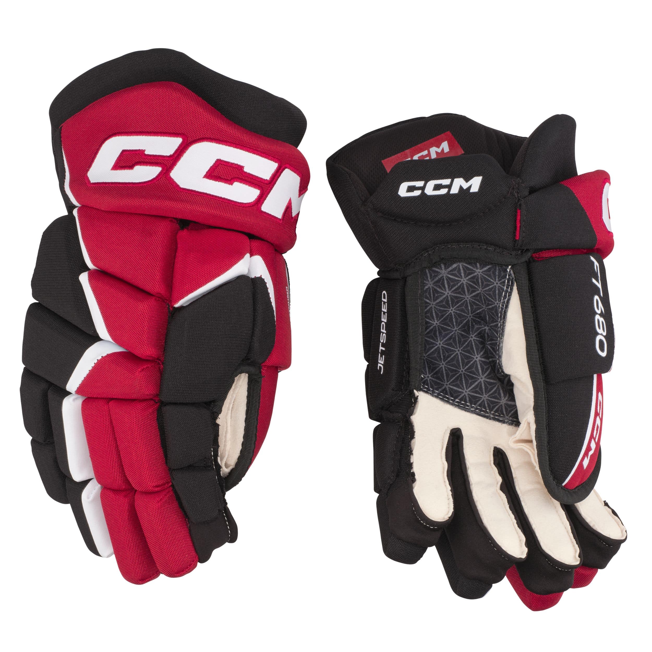 CCM Jetspeed FT680 Hockey Gloves, Junior, Black/Red/White, Assorted ...