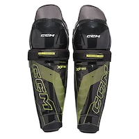 Jambières de hockey CCM Tacks XF80, sénior, noir/jaune, choix de tailles Front_Flat
