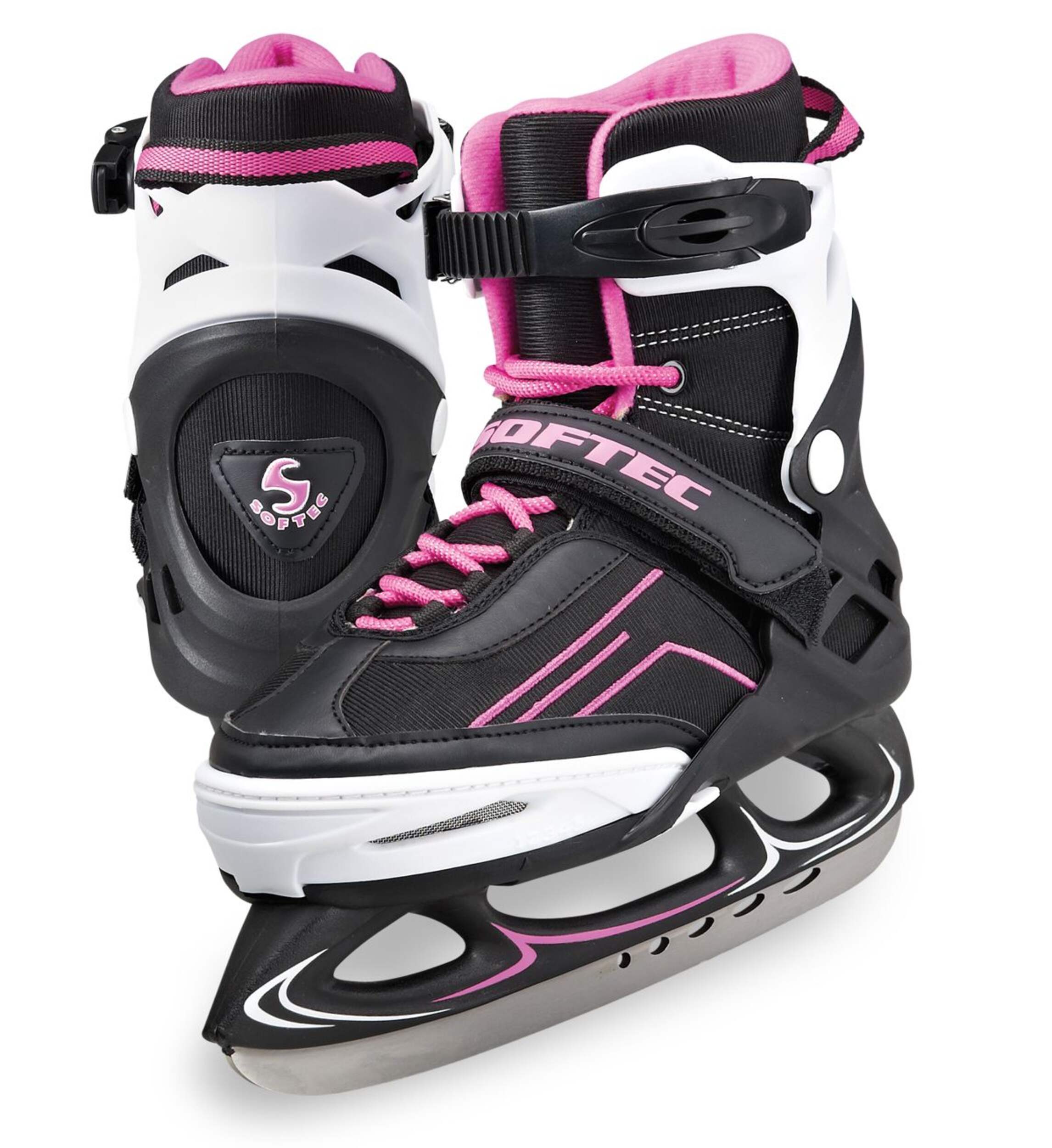 Softec Adjustable Kids'/Adults' Recreational Ice Skates, Black/Pink