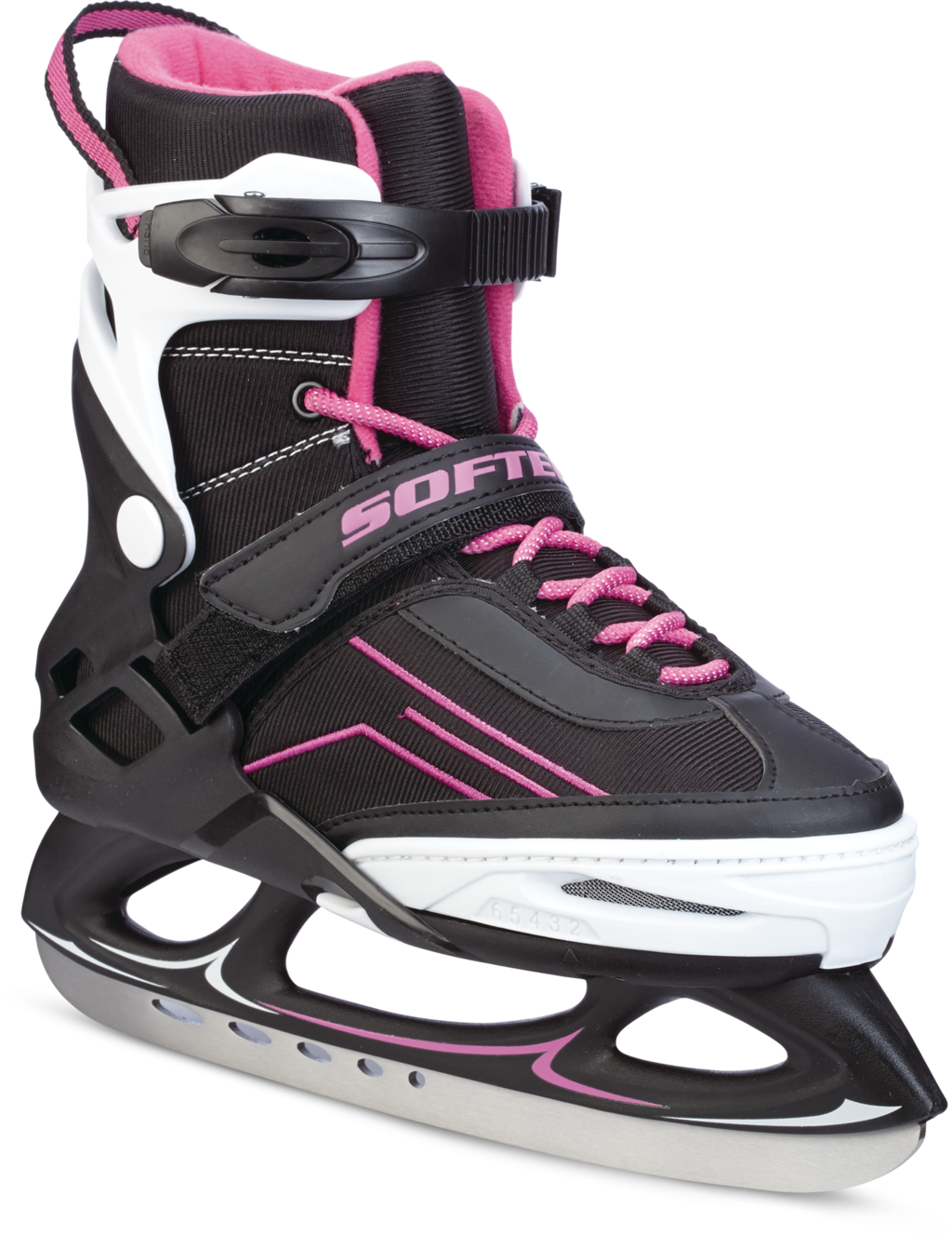 Softec Adjustable Kids'/Adults' Recreational Ice Skates, Black/Pink