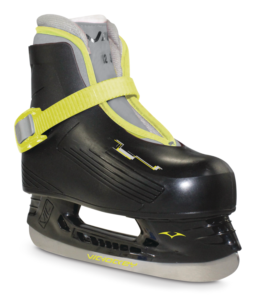 VIC Lil' Pro Recreational Ice Skates, Youth, Black/Yellow, Assorted Sizes