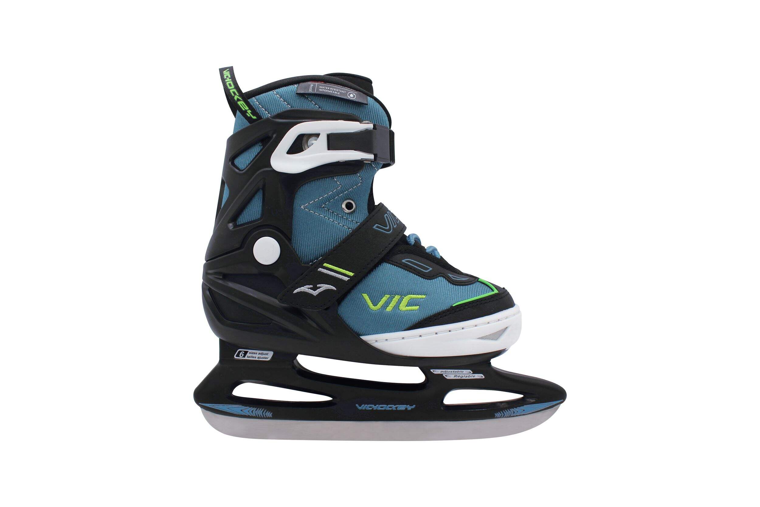 VIC Adjustable Recreational Ice Skates, Youth/Junior/Senior, Blue