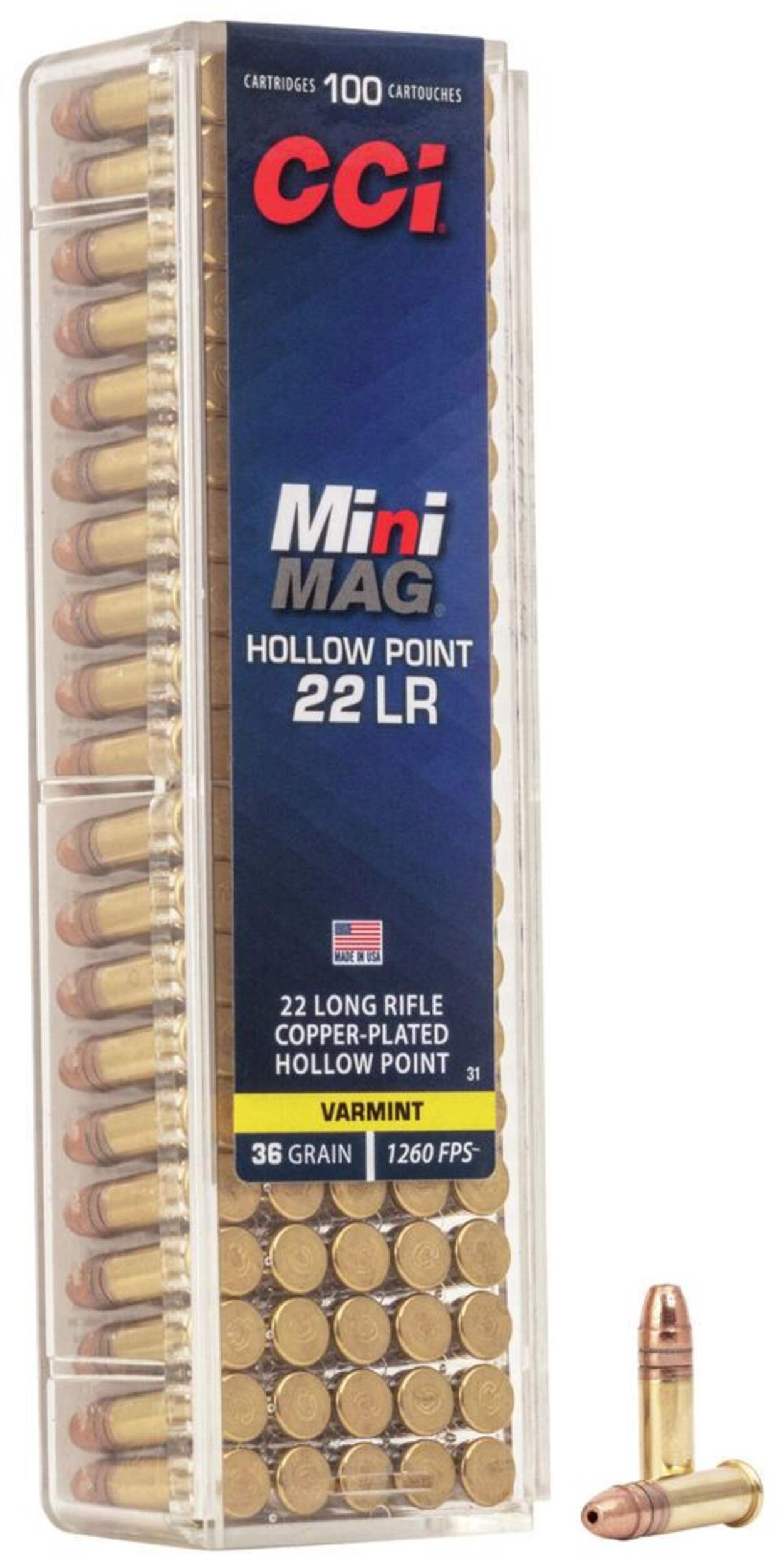 CCI .22 LR 36 Grain Mini Mag Hollow Point Rifle Ammunition, 100-pk Composite_or_Mixed