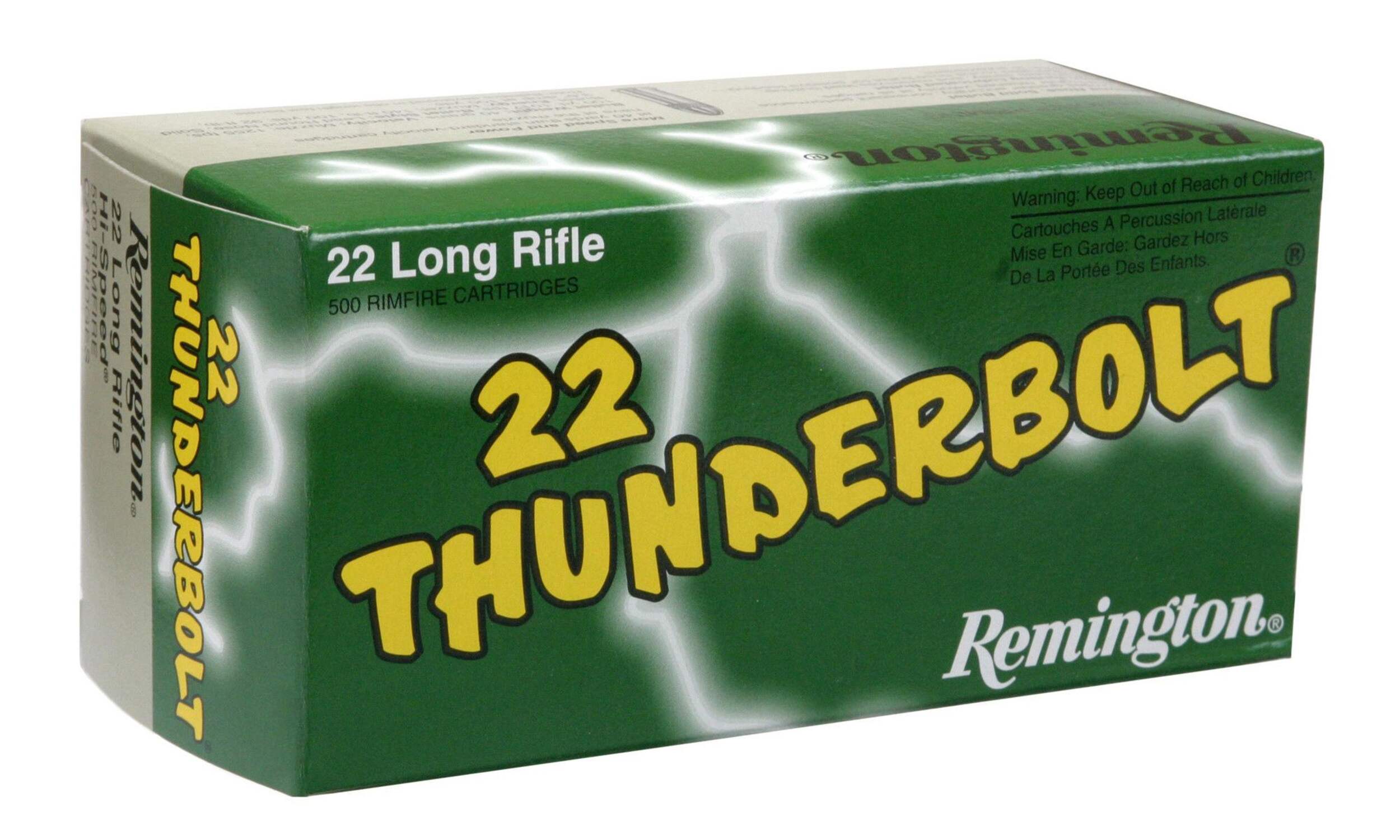Remington 22B Bulk Pack Thunderbolt Round Nose Rifle Ammunition, 500-pk Front_Angled_Right