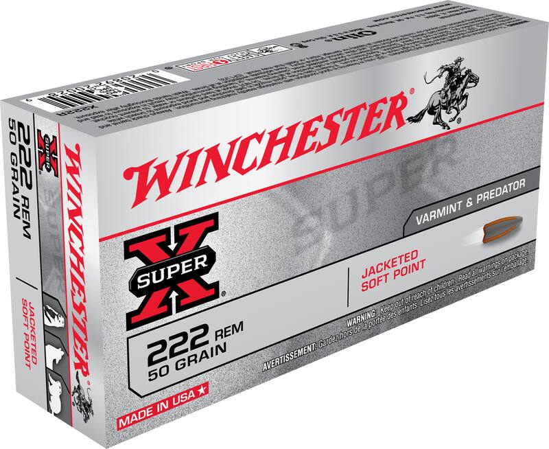 Winchester .222 Cartridge 50-Grain Soft Point Rifle Ammunition ...