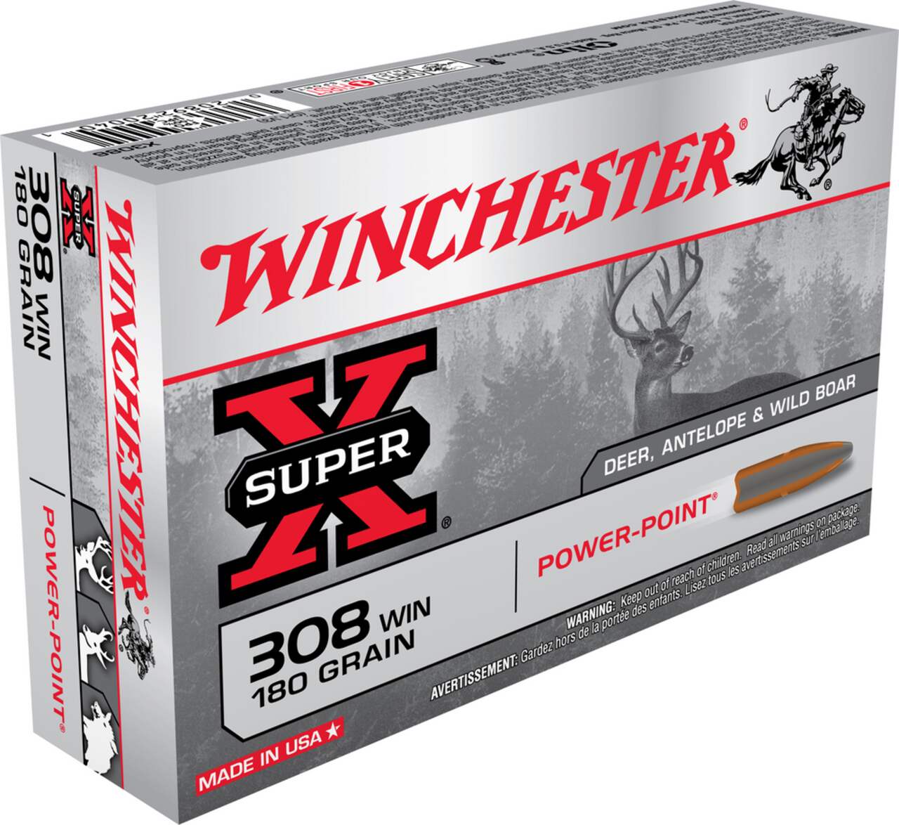 Winchester Super-X .308 Win 180 Grain Power Point Rifle Ammunition
