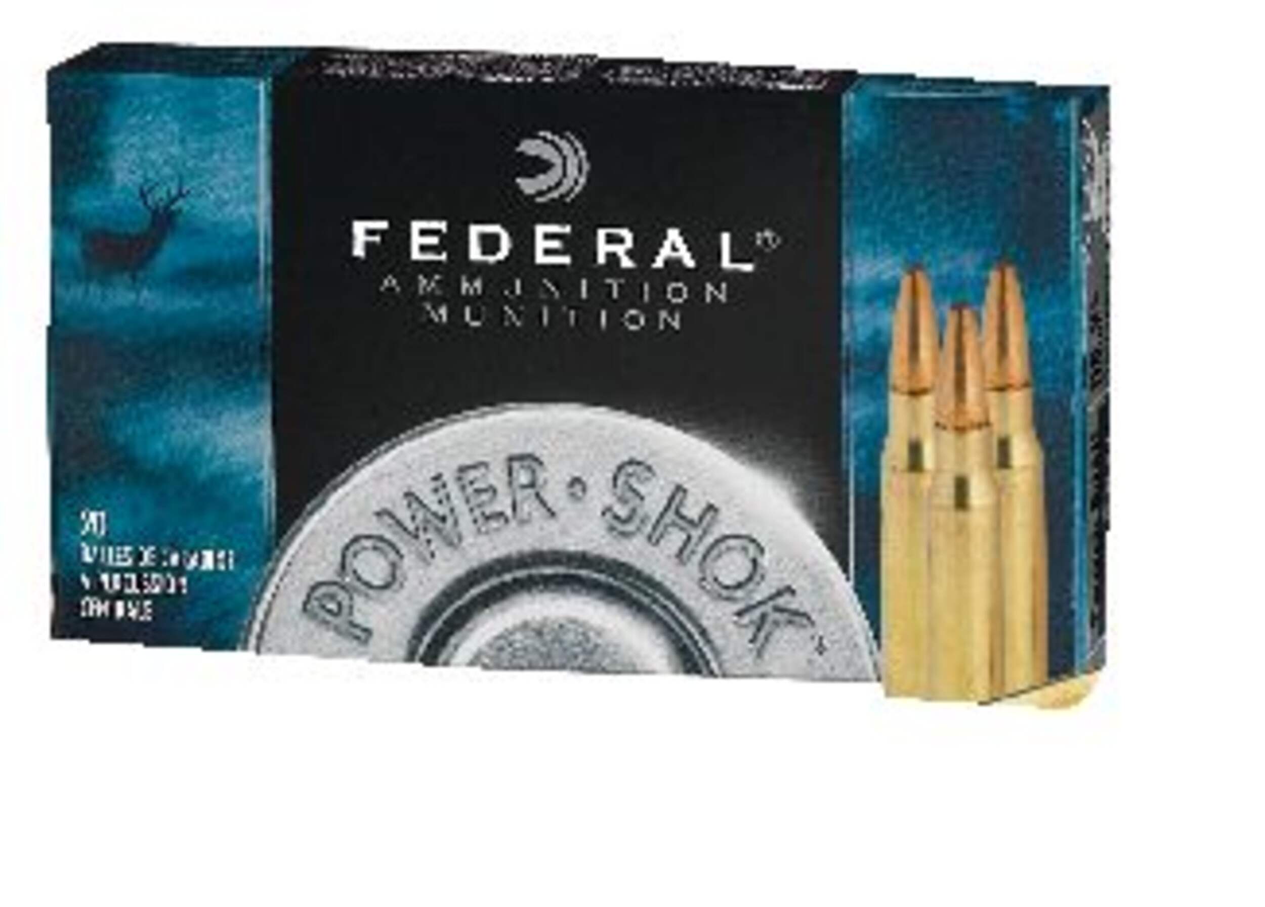 Federal Power-Shok Rifle 30-06 Springfield 180 Grain Front_Angled_Left