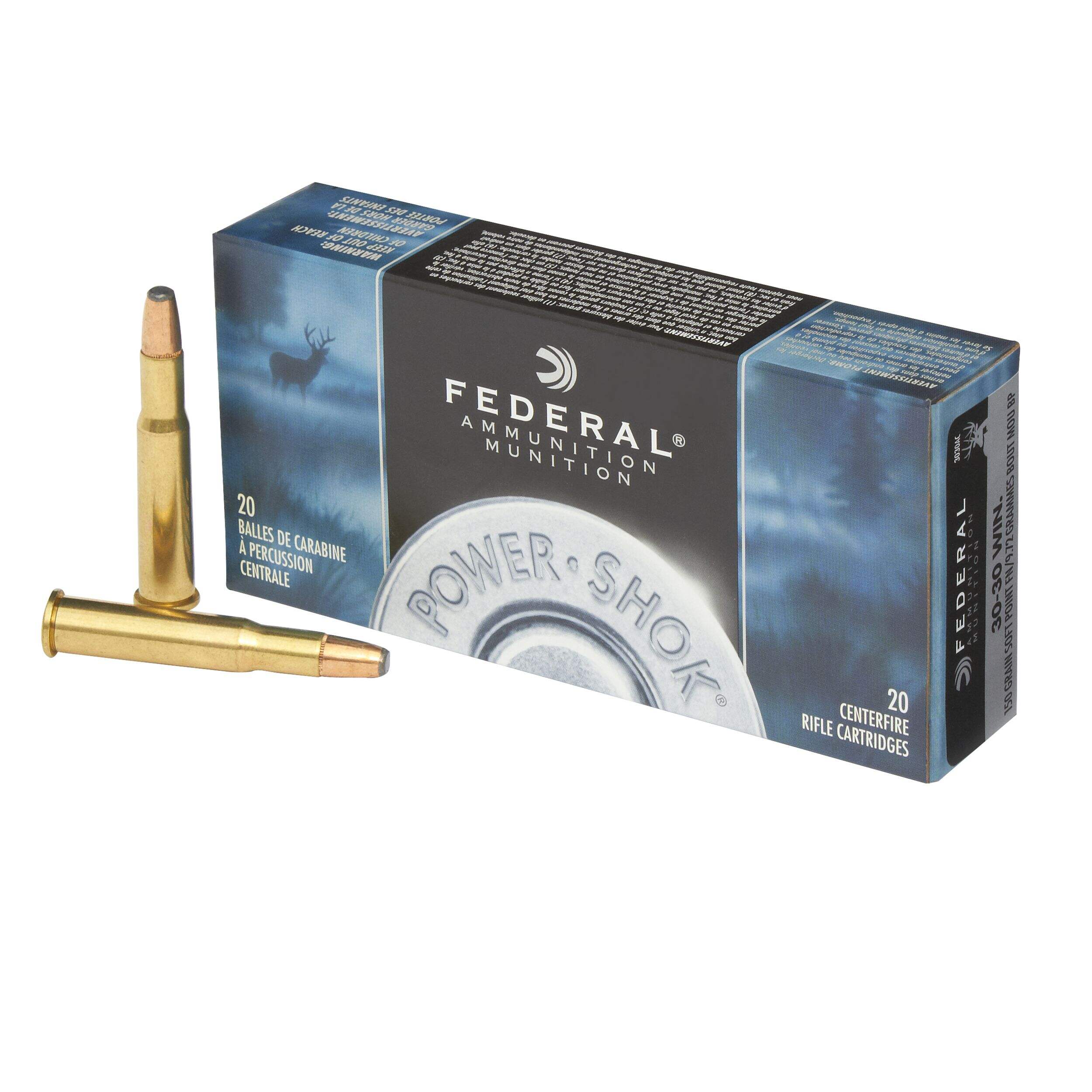Munitions Federal Power-Shok, calibre 30-30 Win, 150 grains Front_Angled_Left