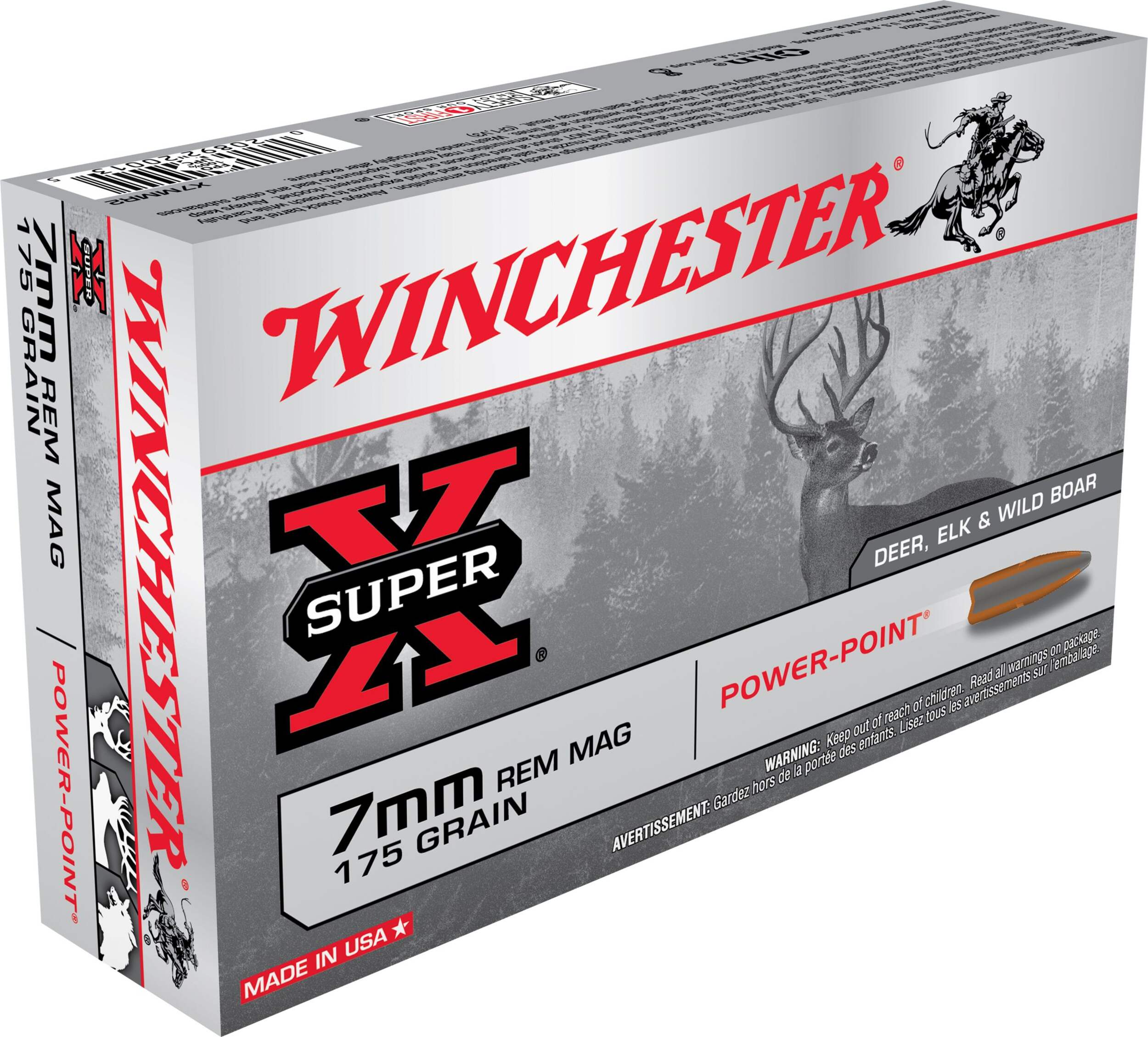 Winchester 7mm 175-Grain/PP Magnum Cartridge Front_Angled_Right