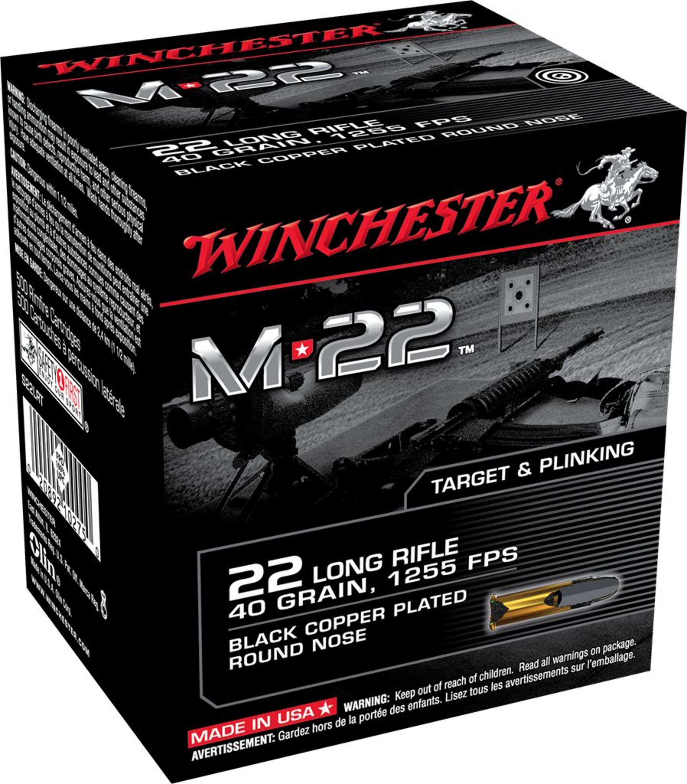 Munitions pour carabine longue Winchester .22 40 grains M22, paq. 1000 Front_Angled_Right