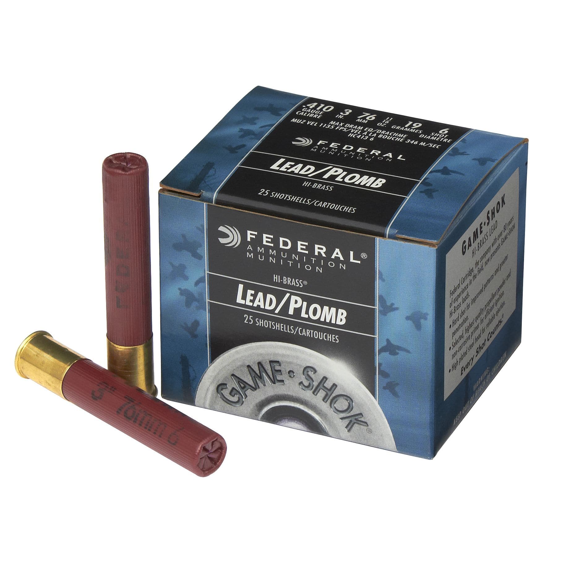 410 Federal Game-Shok Hi-Brass 2-1/2in #6 Upland Shotgun Shells