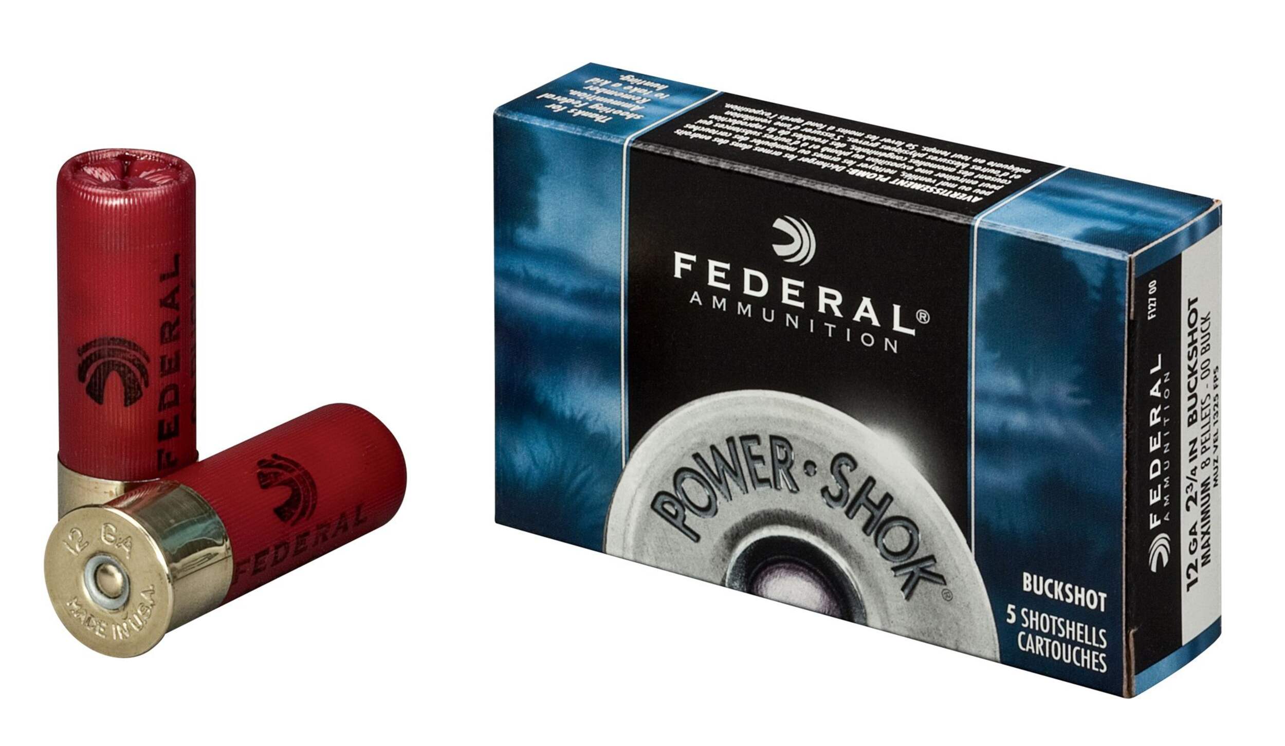 Chevrotine Federal Power-Shok, cal. 12, plomb, 2 3/4 po. 00 Buck Composite_or_Mixed