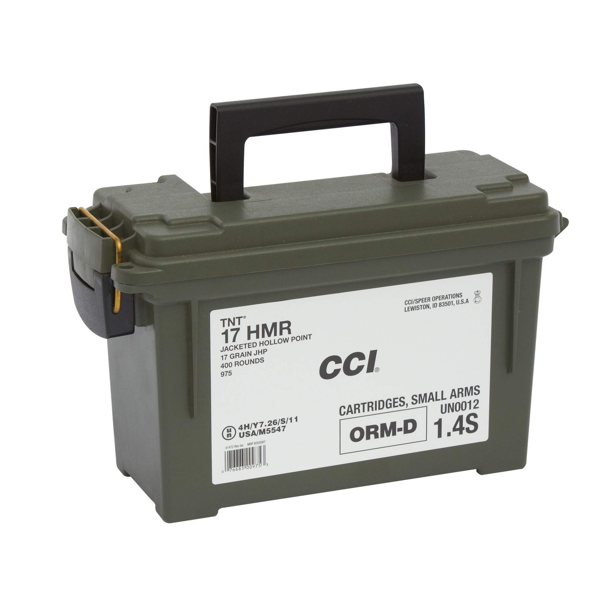 CCI 17 HMR 17 Grain Jacketed Hollow Point Ammunition Front_Three_Fourths_Angled_Right