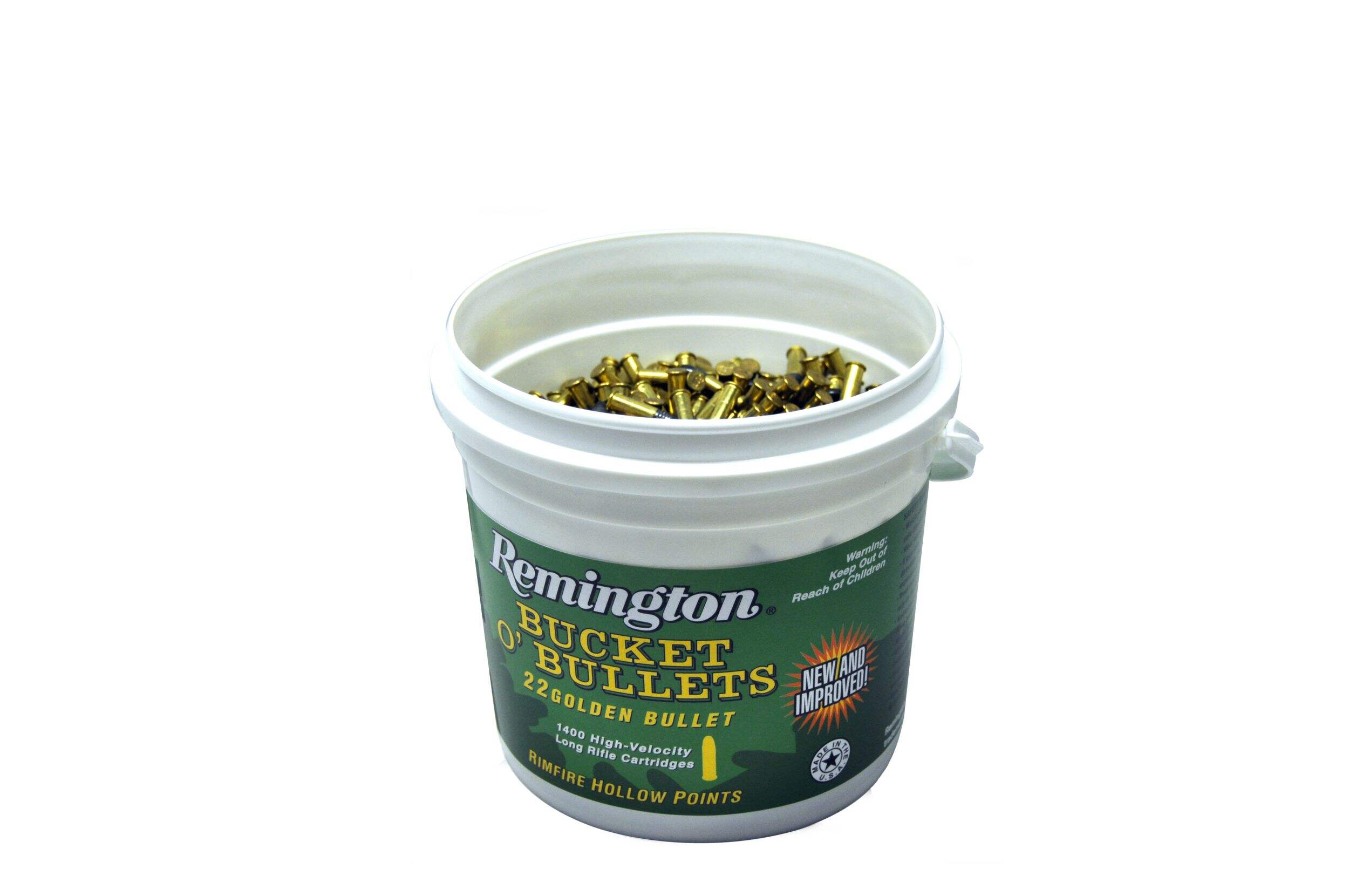 Remington 22 Long Rifle High Velocity Bucket o' Bullets, 1400-pk Front_Elevated