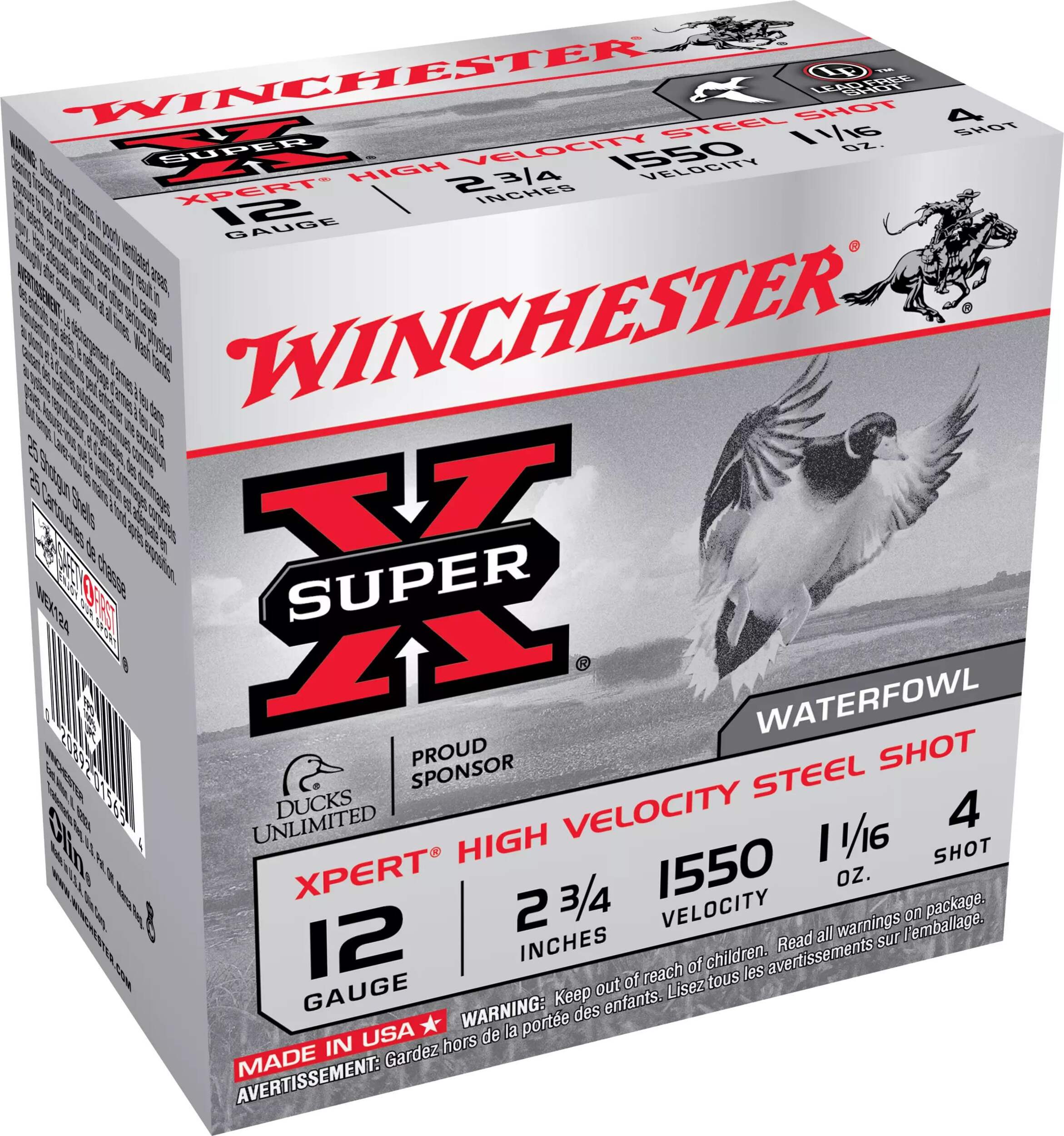 Winchester 12-Gauge #4 Steel Shotgun Shell, 2.75-in Front_Angled_Right