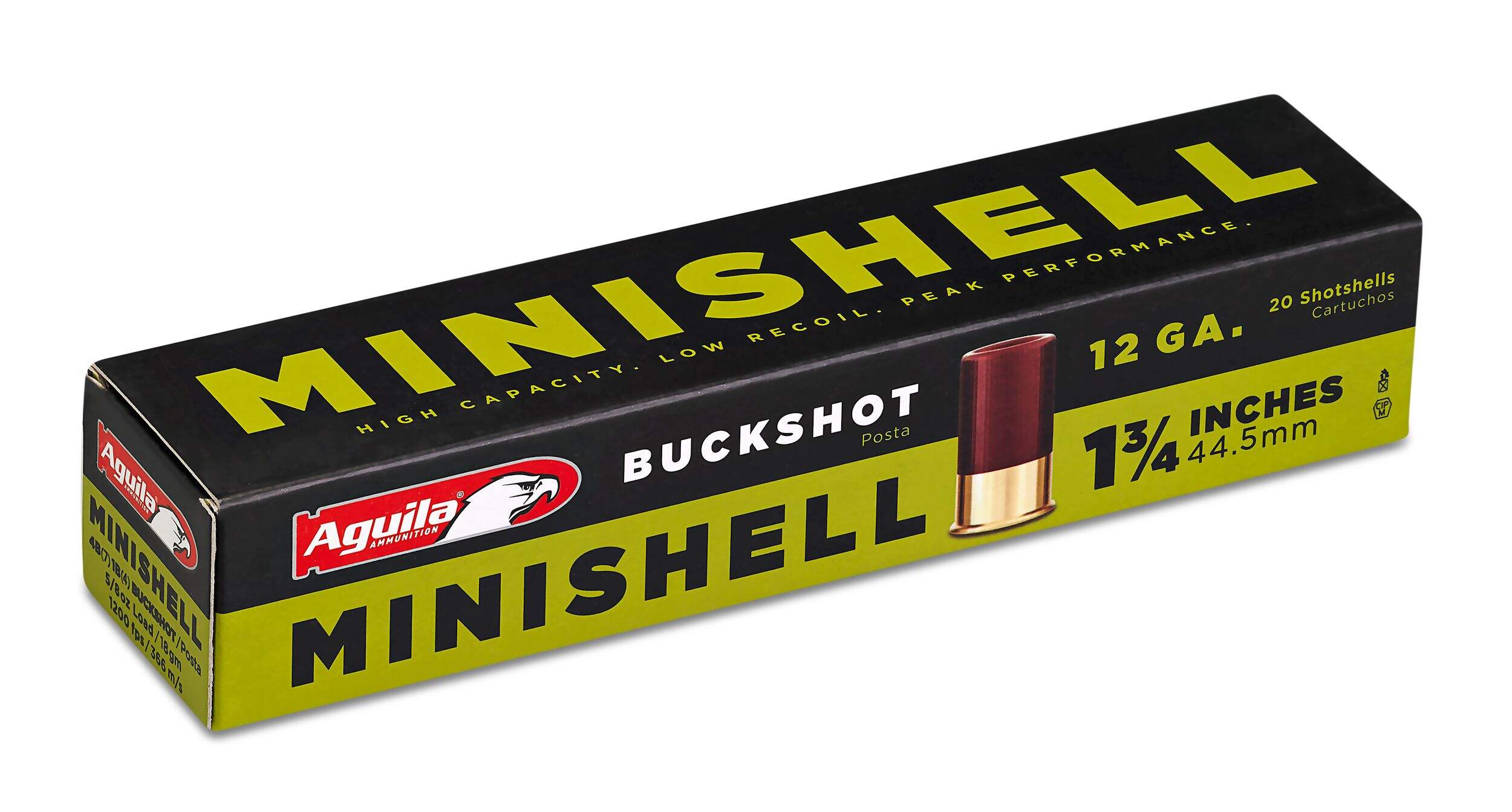 Aguila 12GA Minishell Buckshot Ammunition, 1-3/4-in, 5/8-oz, 20-pk Front_Three_Fourths_Angled_Right