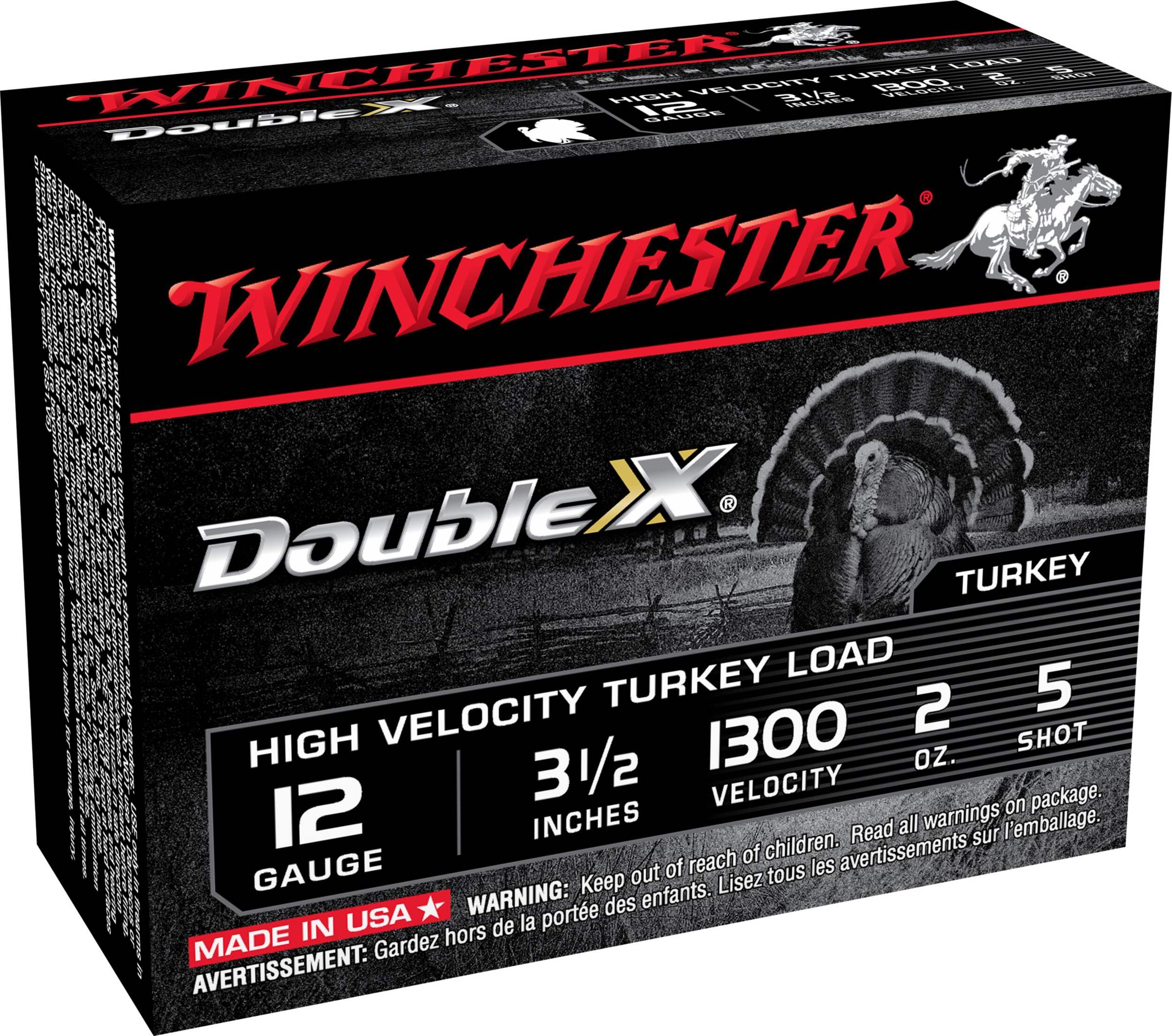 Winchester 12-Gauge 3-½-in #5 High Velocity Lead Turkey Shotgun Ammunition, 10-pk Front_Angled_Right