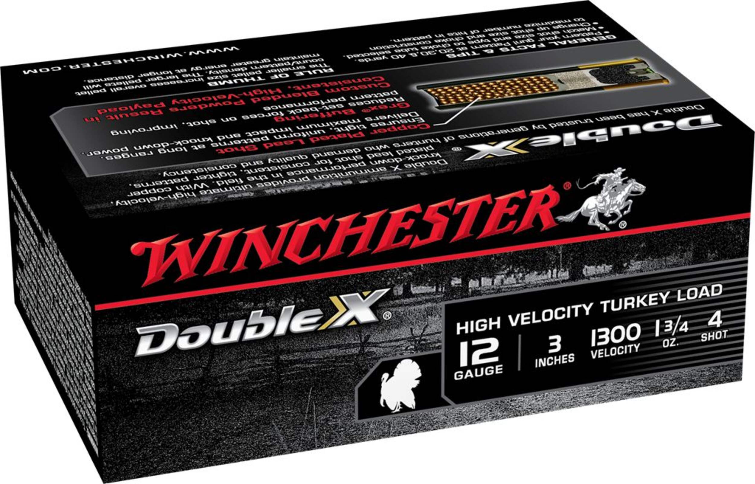 Winchester 12-Gauge 3-in #4 High Velocity Lead Turkey Shotgun Ammunition, 10-pk Front_Angled_Right