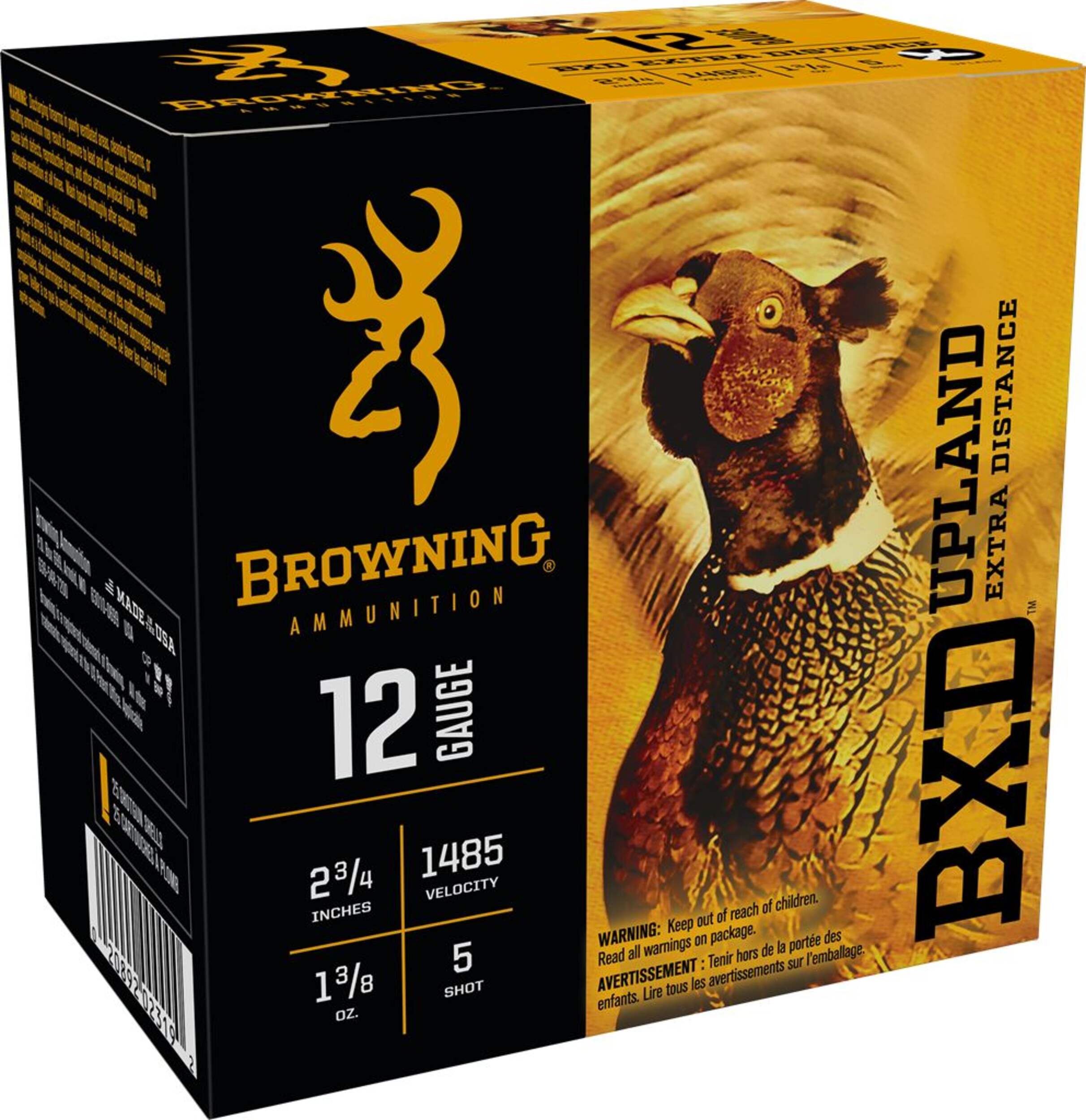 Browning BXD Upland 12-Gauge #5 Shotgun Ammunition, 1-3/8-oz Front_Three_Fourths_Angled_Right