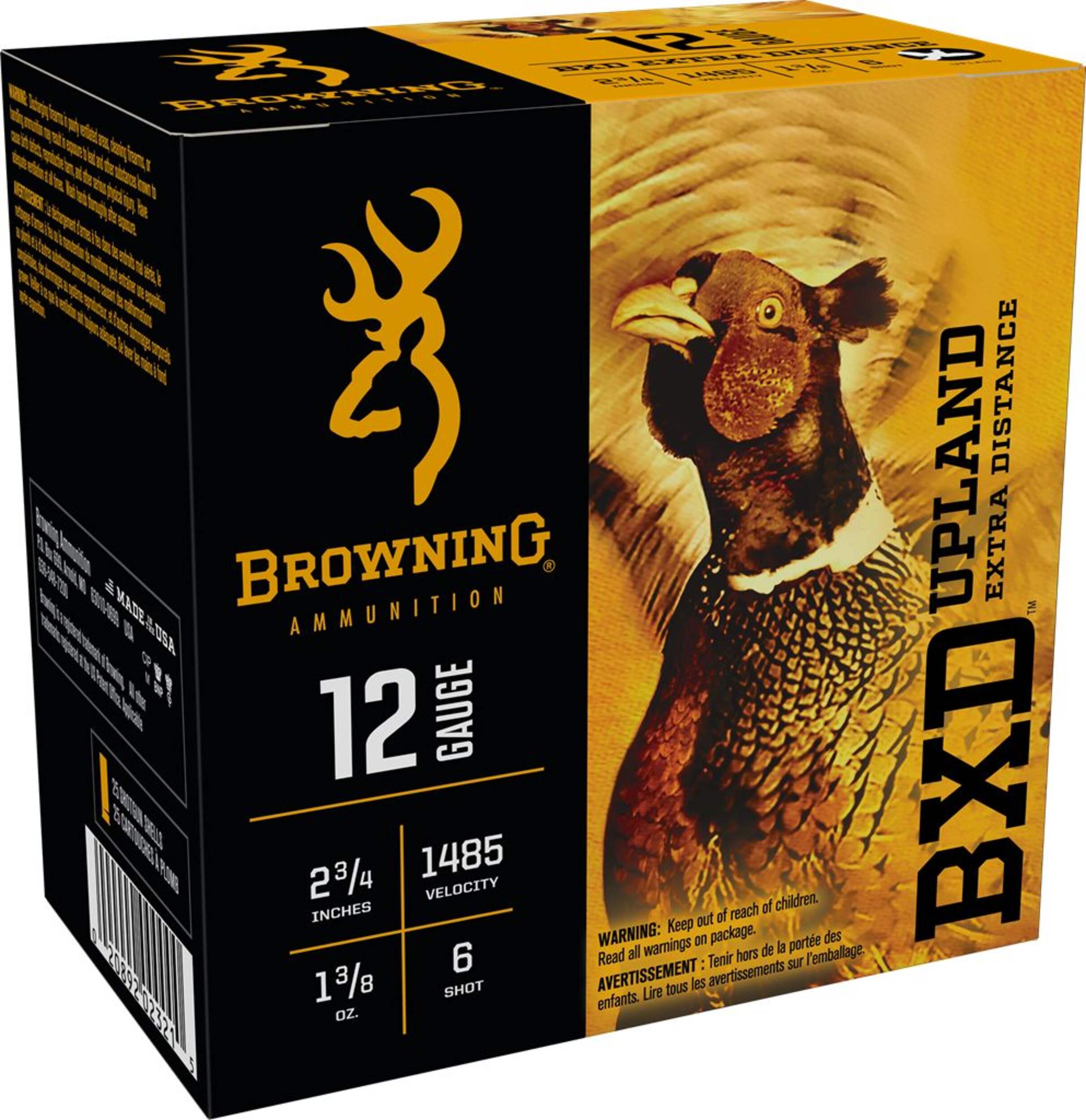 Browning BXD Upland 12-Gauge #6 Shotgun Ammunition, 1-3/8-oz Front_Three_Fourths_Angled_Right