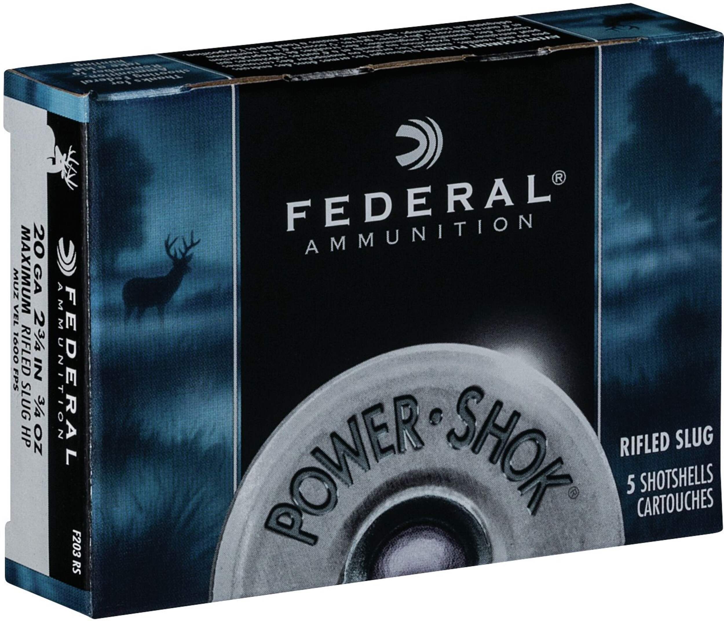 Federal Power Shok 20GA 2-3/4-in MAX. 3/4-oz HOLLOW POINT Front_Angled_Right