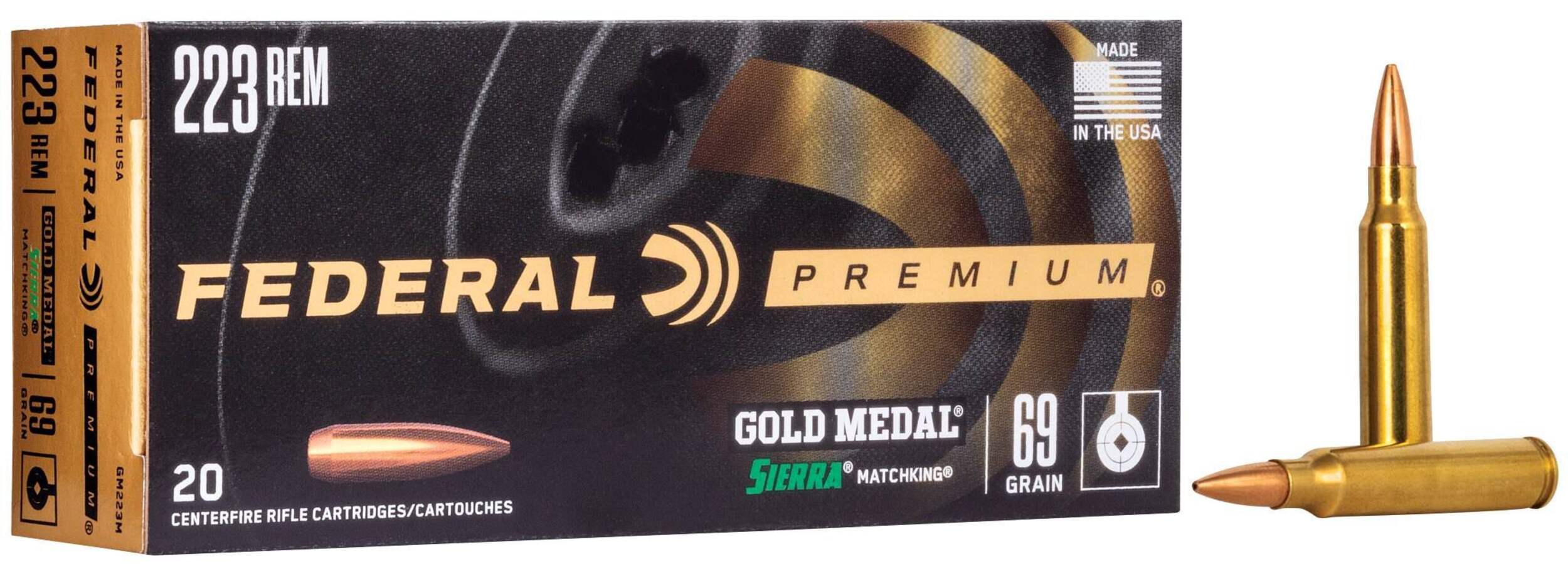 Federal Premium® Gold Medal® 223 Rem 69 Grain Sierra MatchKing BTHP Centrefire Rifle Ammunition Composite_or_Mixed