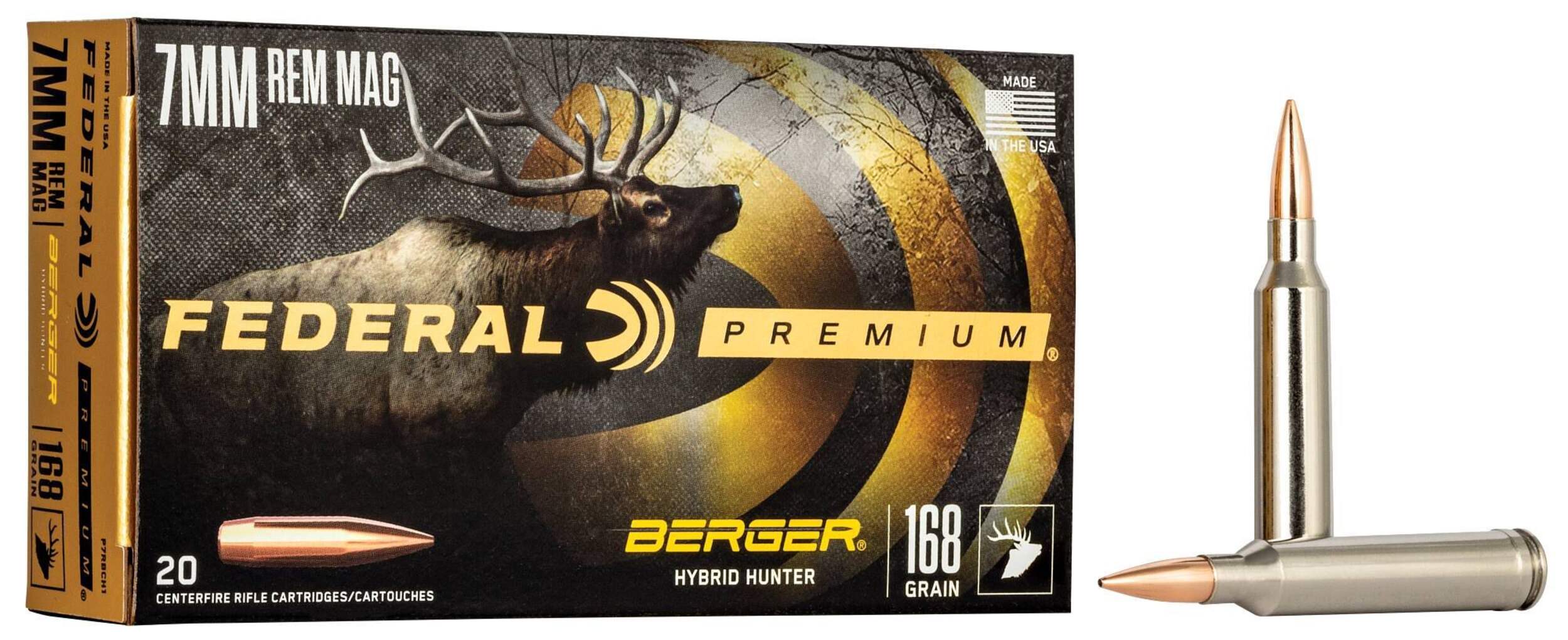 Federal Premium 7MM Remington Mag 168 Grain Berger Hybrid Hunter Ammunition Composite_or_Mixed