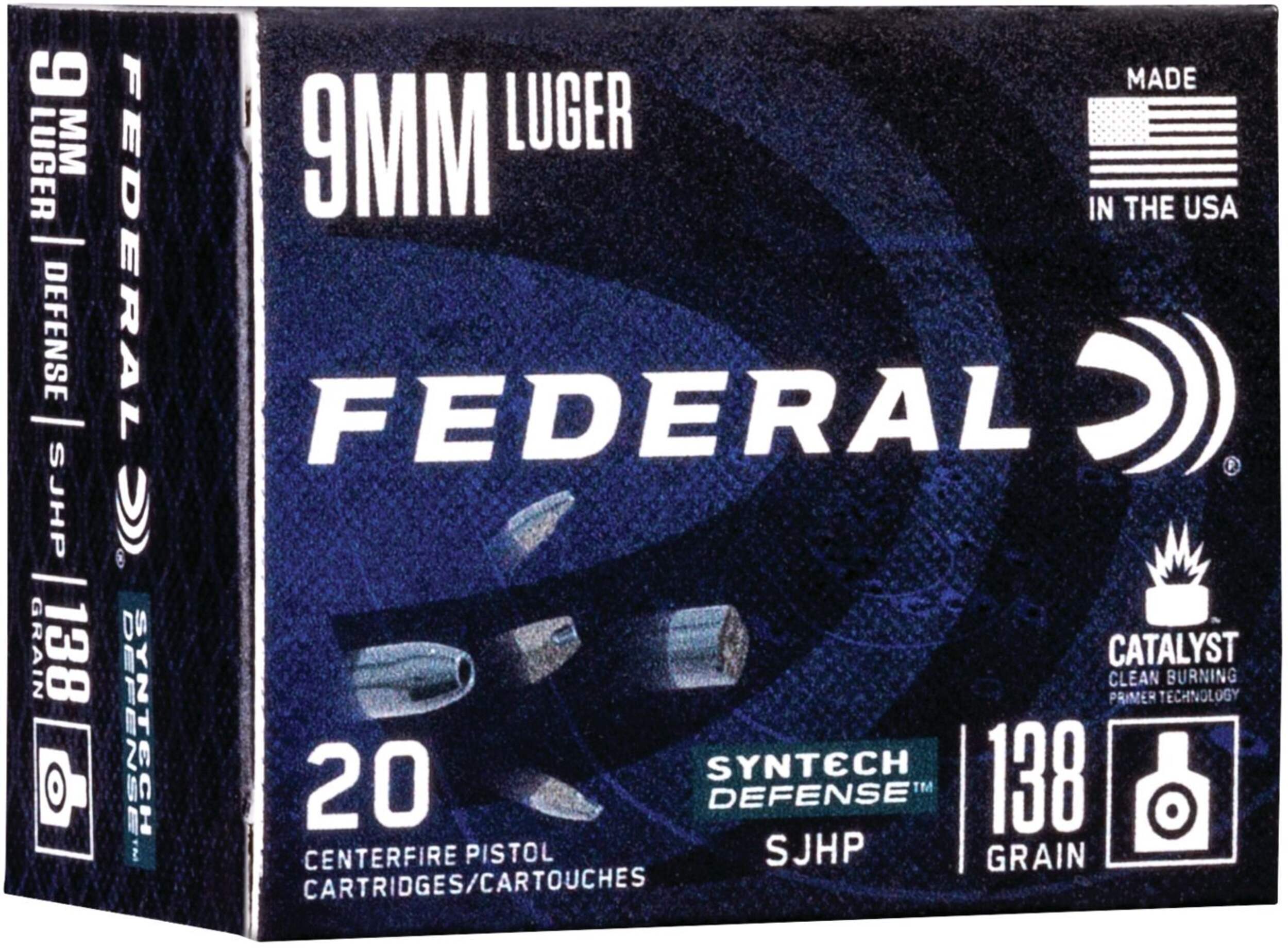 Federal Syntec 45 ACP 230 Grain Synthetic Jacketed Hollow Point Cartridge Front_Angled_Right