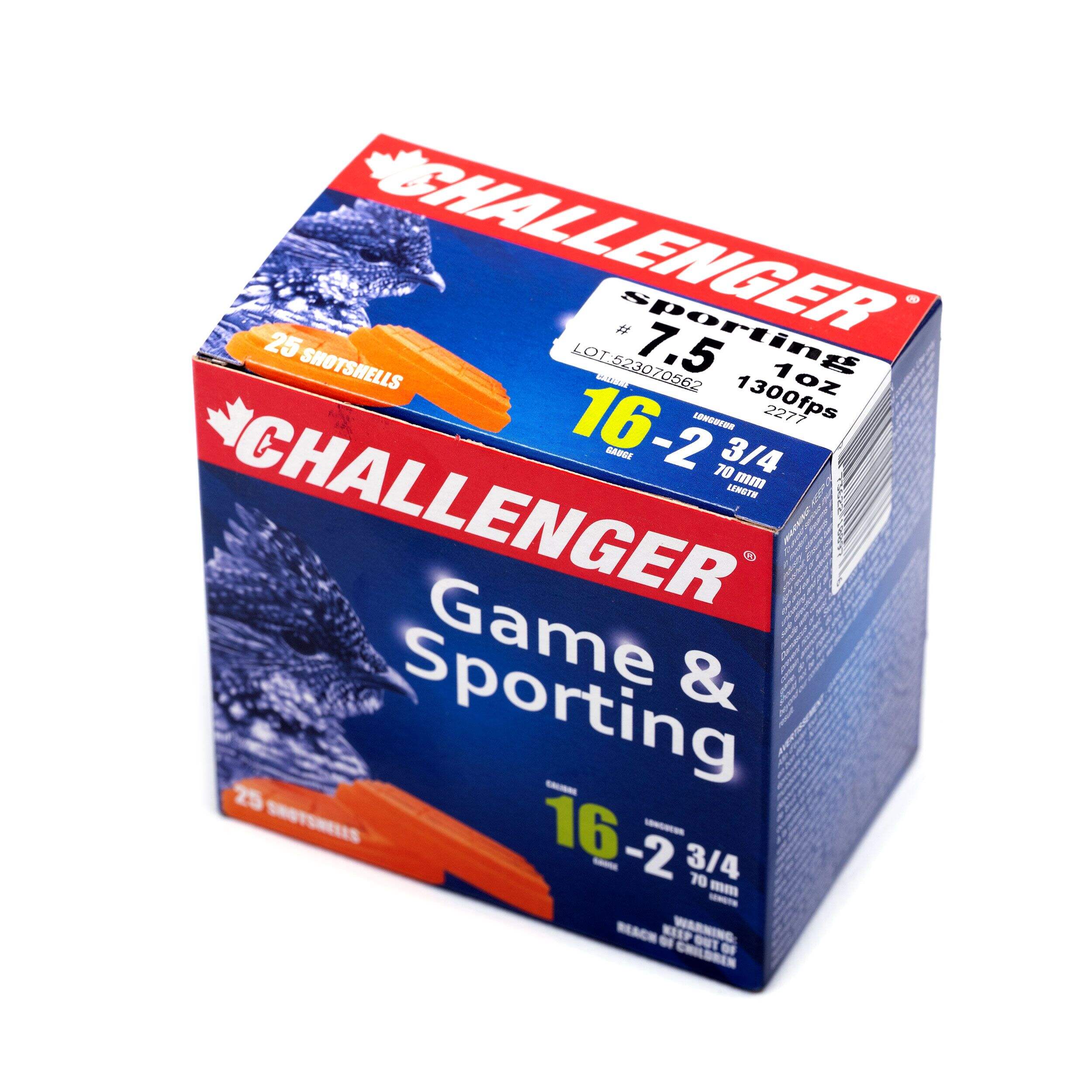 Challenger Game & Sporting 16-Gauge #7.5 Shotshell Ammunition, 2-3/4-in, 1-oz Overhead_Plunge