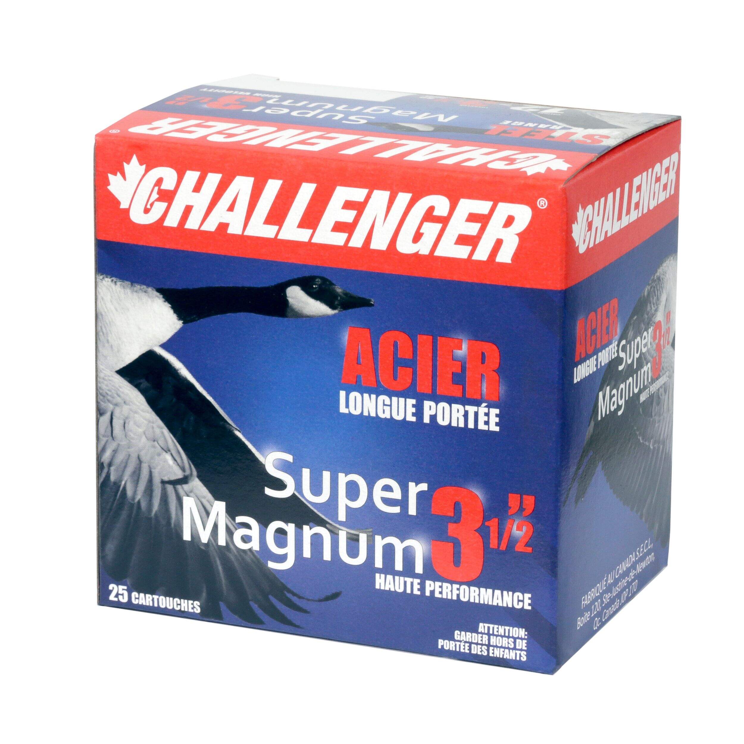 Challenger Super Magnum 12-Gauge #2 Steel Shotshell Ammunition, 3-1/2-in, 1-1/2-oz Front_Three_Fourths_Angled_Left